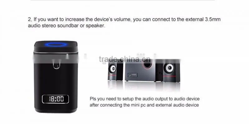 Cloudnetgo Mini PC TV Box Intel Z8300 CherryTrail Quad Core 2GB RAM 32GB ROM compute Box Win 10 OS with Camera