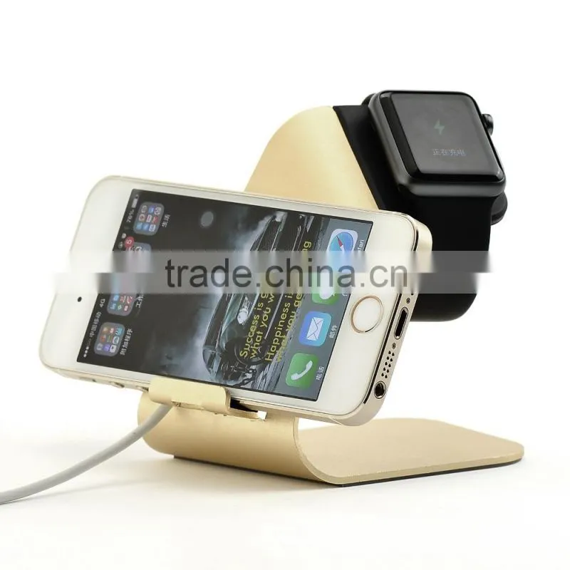 DuoStand Aluminum Charge Station Stand for Apple Watch & iPhone, Gold New