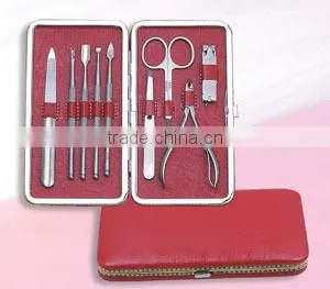 MRT-082 9pcs Pretty PU bag stainless steel manicure set in case