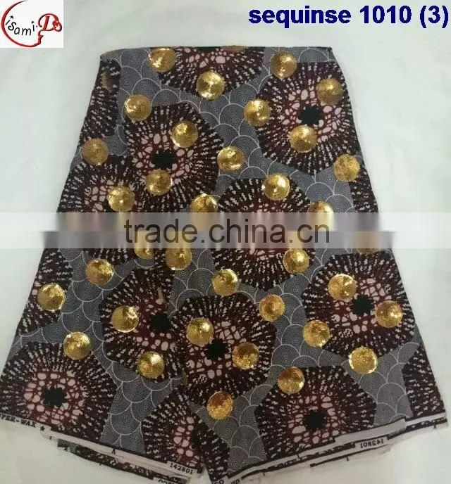 sequinse 1010 (6) different color design African wax with Sequins wax fabric