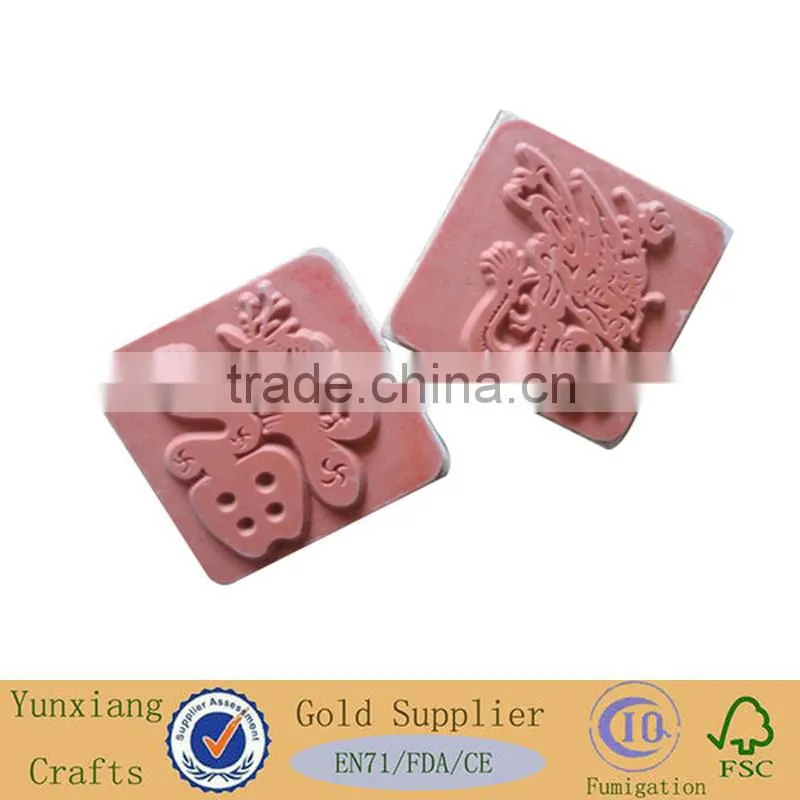 Square Wooden Stamp with Animal Design