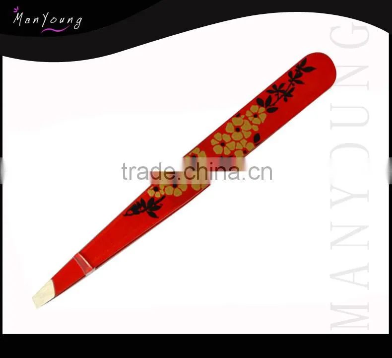 Flowers Print professional Tweezer Lady Eyebrow Clip Makeup Tweezer