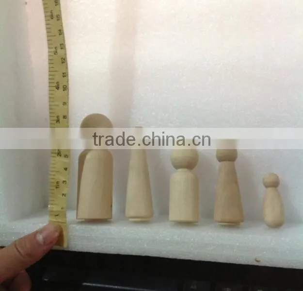 Handmade unfinished wooden toy peg doll
