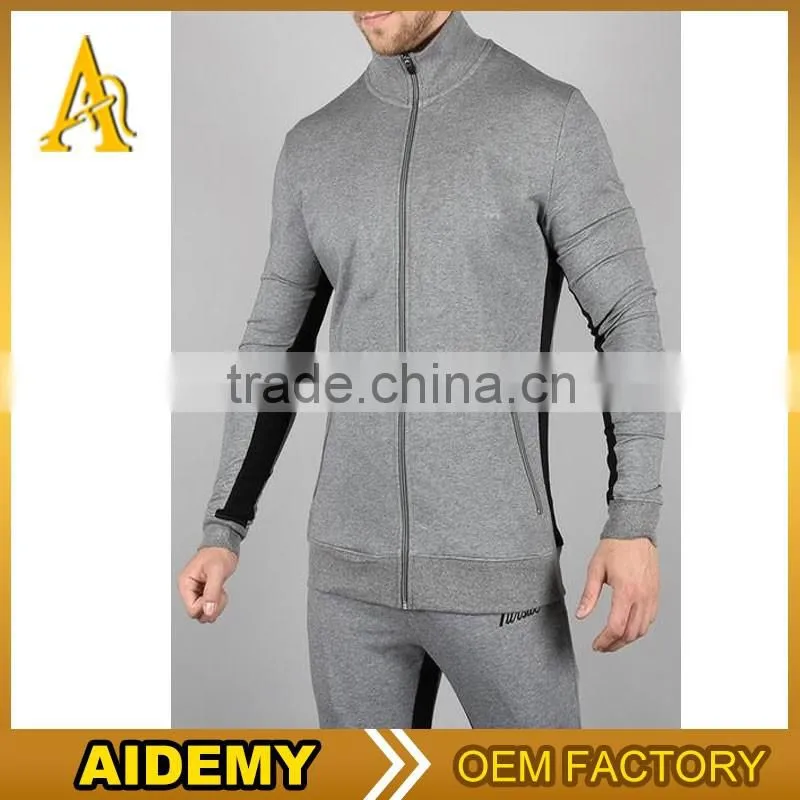 man wholesale grey basic full zip gym hoodie