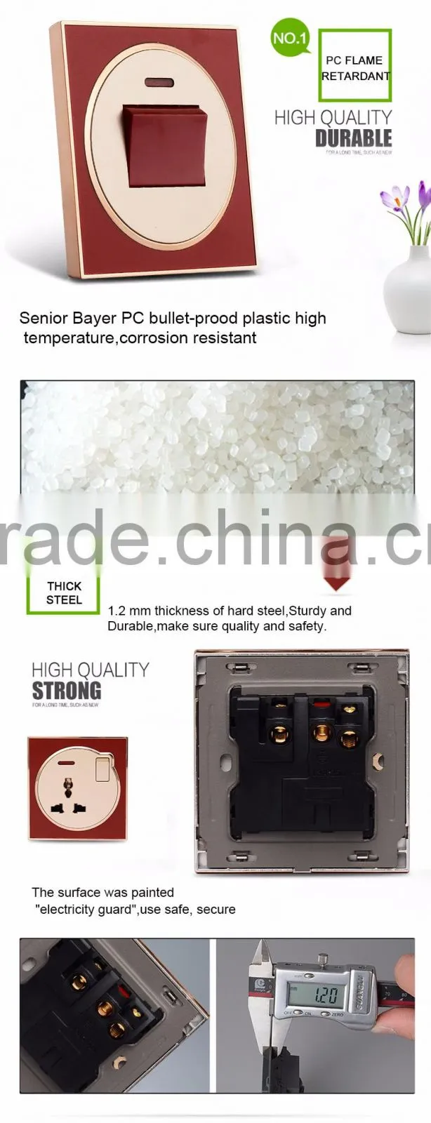 2016 new design wall mounted luxury Light 13a single one gang 3 pin universal switch socket for home hotel