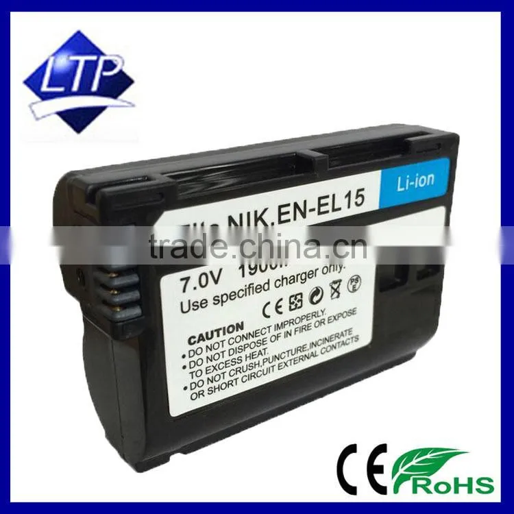Hot selling Top Camera Battery EN-EL15 for Nikon 1 V1 1V1 D800 D800E D7000 D600 SLR