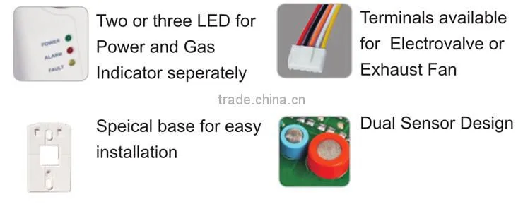 With USB cable LPG NG gas detector