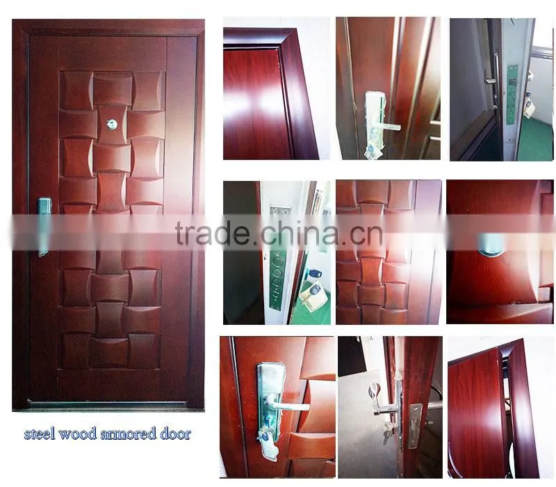Latest Design Bullet Security Stainless Steel Wooden Mixed Structured Single Metal Armored Door