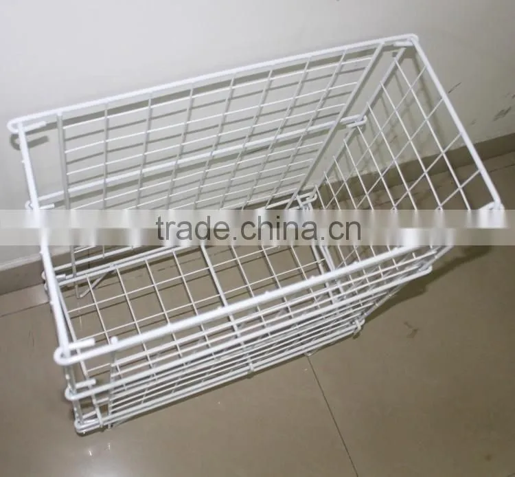 Supermarket Wire Mesh Basket, Foldable Square Metal Display Wire Dump Bin, Metal Retail Storage Bin