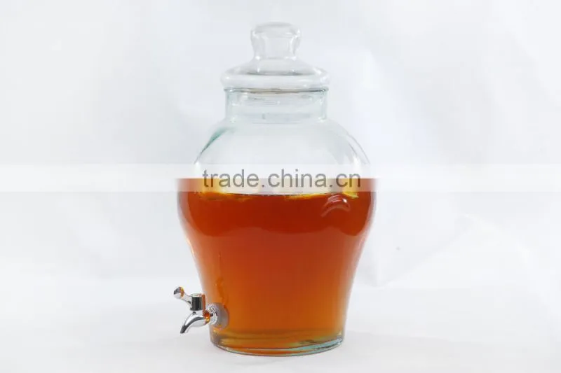 12L glass juice dispenser with metal stand in a color box