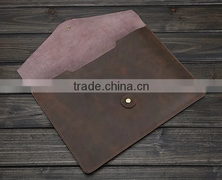 Custom Wholesale Genuine cowhide leather laptop case bag portfolio