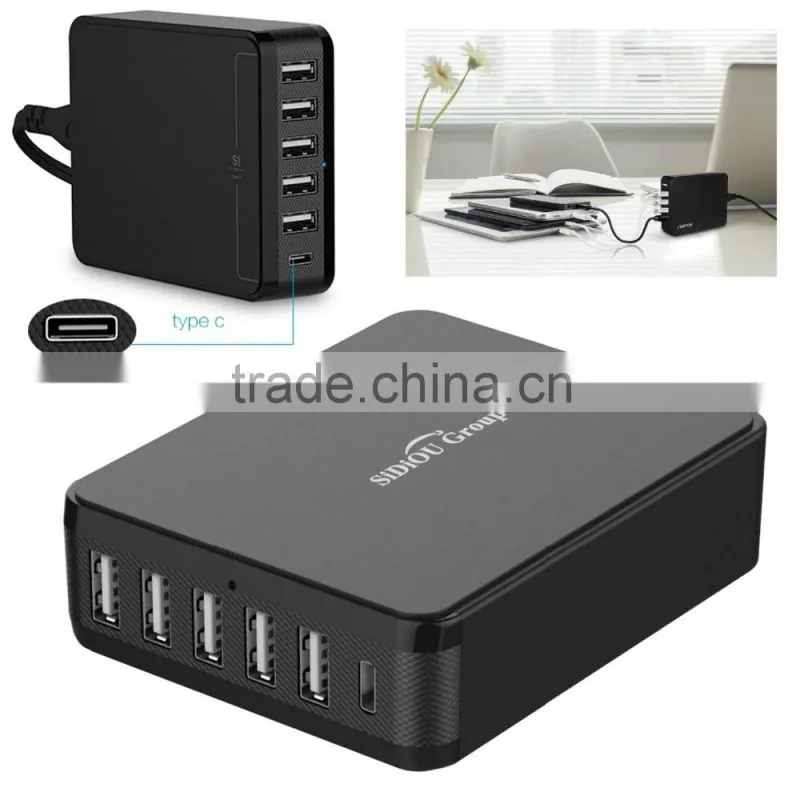 Sidiou Group PowerPort 6 35W 6-port USB charger with 1 type-C charge port Support tablet PC and mobile phone charging