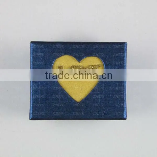 Lovely Dark Blue Christmas Gift Heart Ring Box Wholesale ZTPB-0020