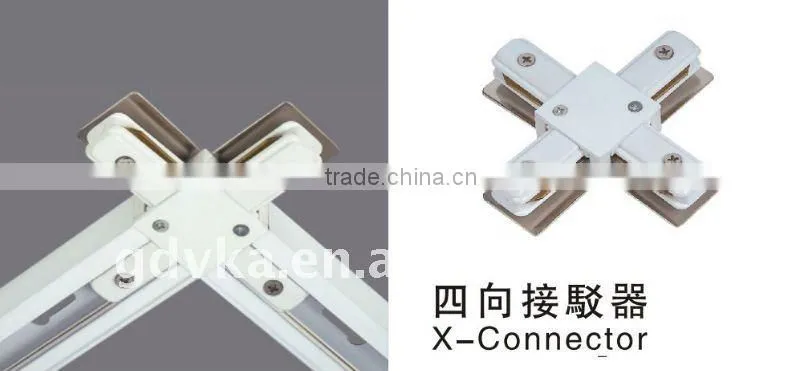 2 line X-connector track rails with easy installation