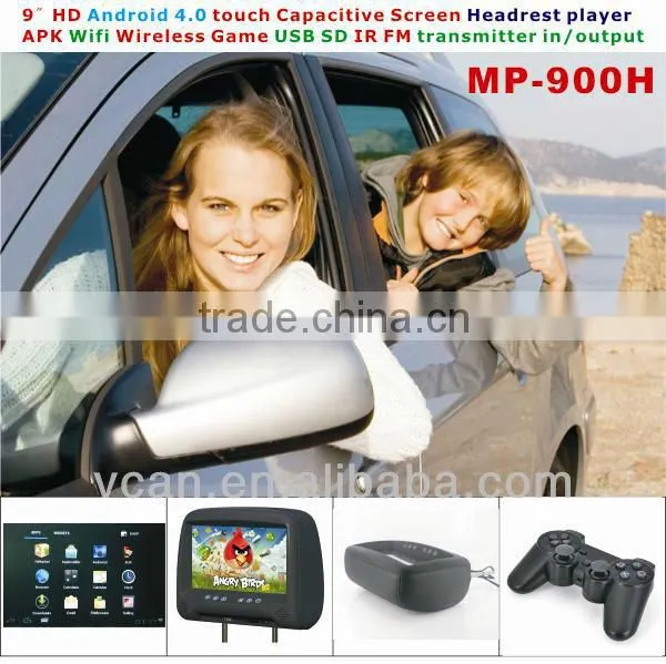 800X480 resolution 9" monitor with digital android 4.0 touch screen car headrest