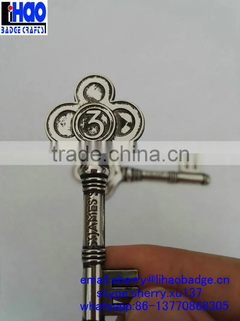 souvenir metal antique color key,zinc alloy die casting key shape tag