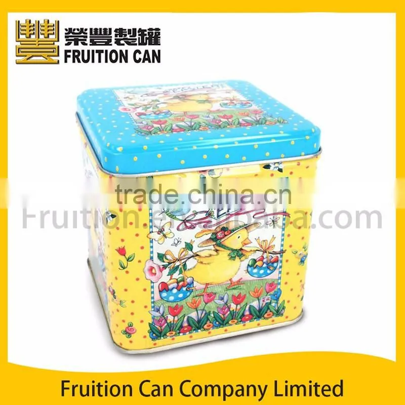Square Metal Packing Tin Can with Slip Cover