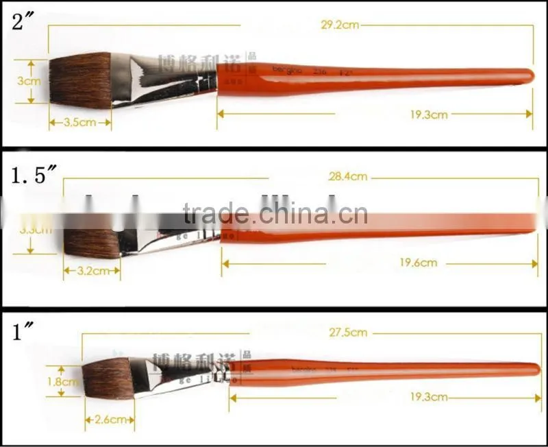 in stock BGN-236 Bergino master professional high qualitty flat shape hose fetlock hair artist brush