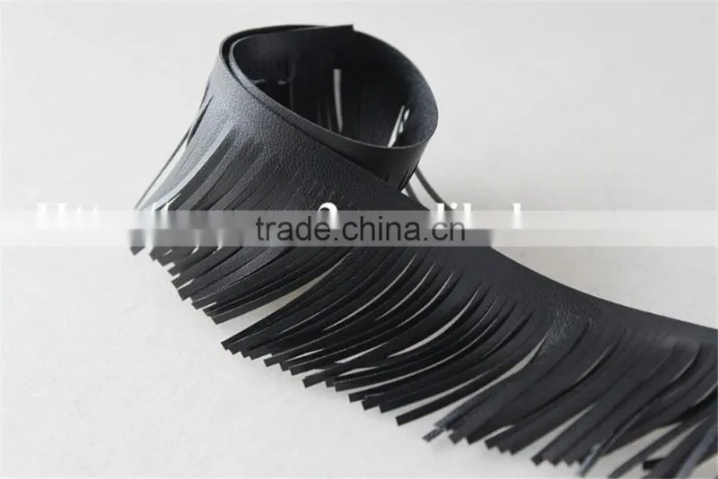 high quality 4.5cm black simplify design tassel lace trims for clothing