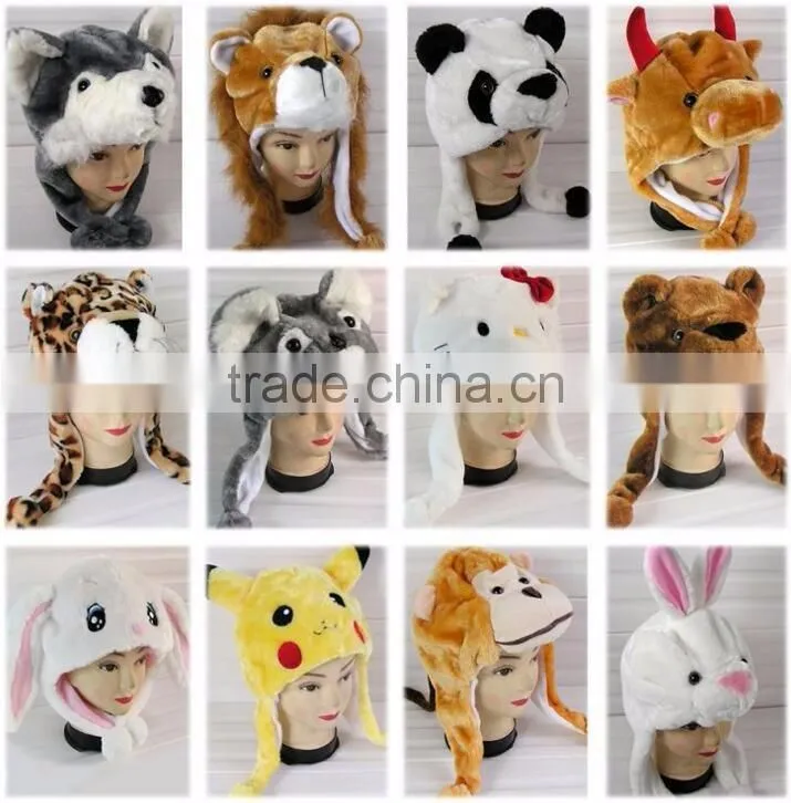 Customized Logo Husky Animal Plush Animal head Hat