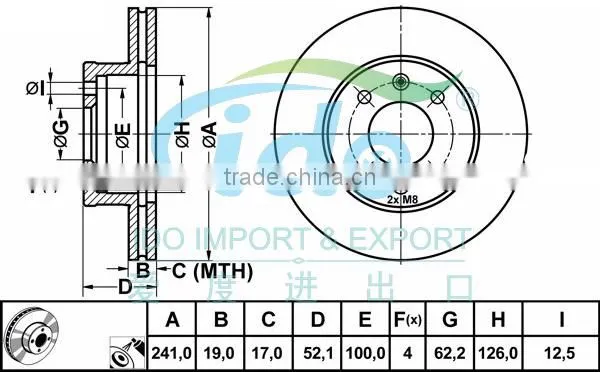 auto parts brake disc for HYUNDAI ACCENT II 5171225061/51712-25061