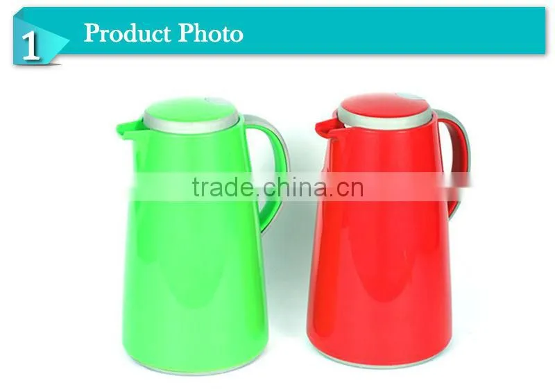 2014Popular cheap plastic milk jugs glass inner thermal travel pot(JGBW)