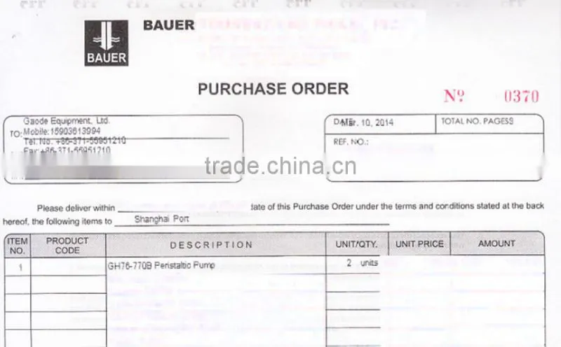ISO OEM supplier Industrial GH series hose squeeze peristaltic pump