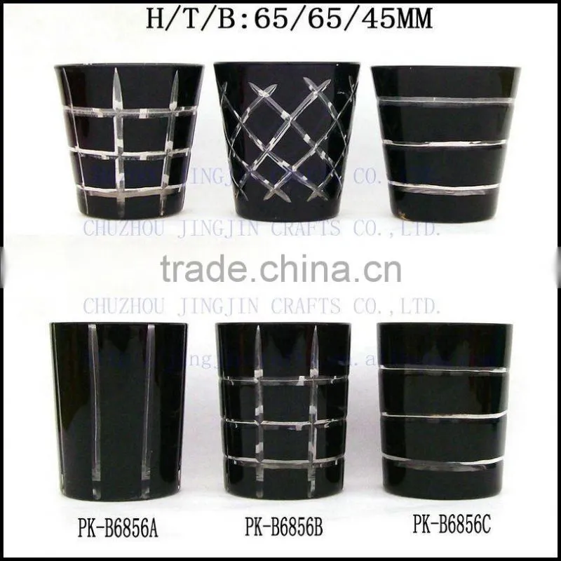 cylinder hand cut black home used glass candle container