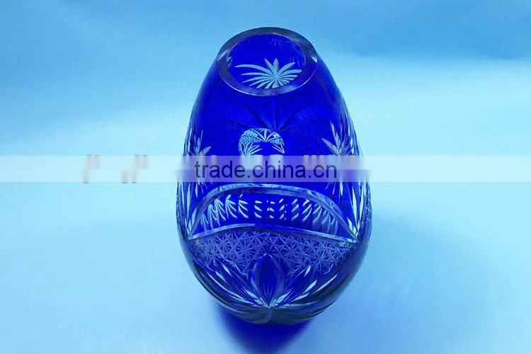 hand etched overlay flower shop best selling China glass vase