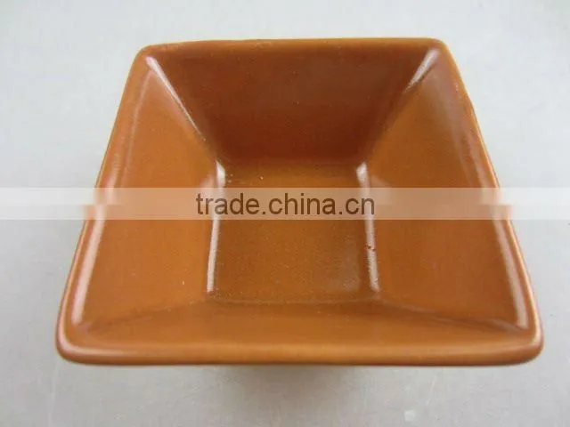 Stock glazed porcelain square deep sauce dish
