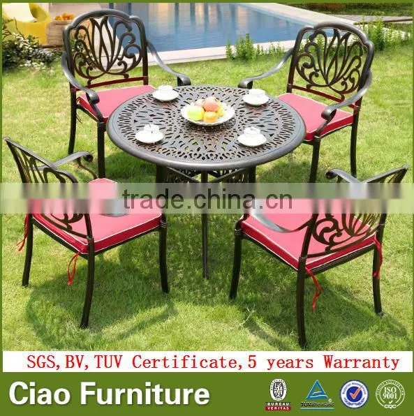 All weather cast aluminum outdoor dining table set garden furniture