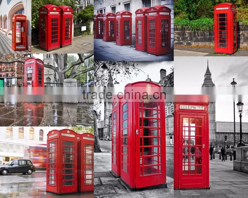Freestanding antique outdoor metal frame telephone booth