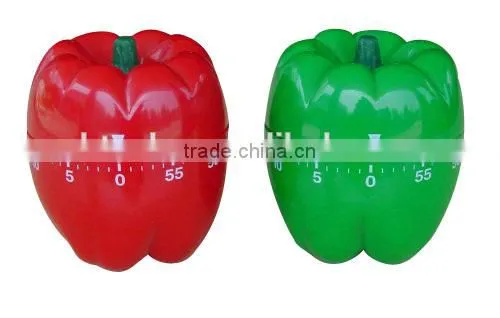 Plastic pepper shape different colors timer/plastic mechanical timer