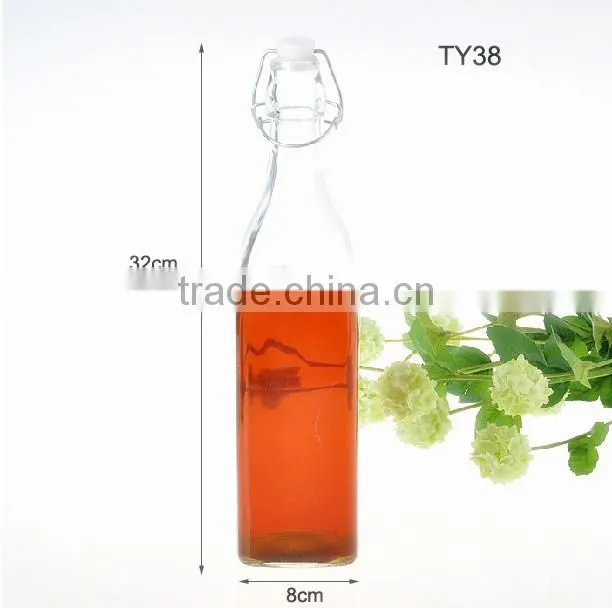 2016 wholesale different colors clear round glass swing top fruit juice bottles 1L