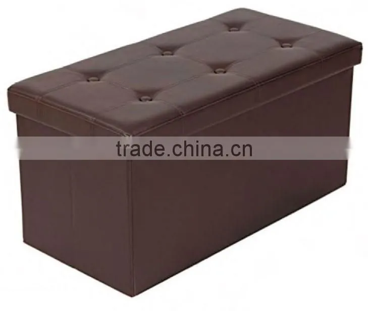 Faux Leather Storage Foot Rest Sofa Ottoman Bench Folding Footrest Stool