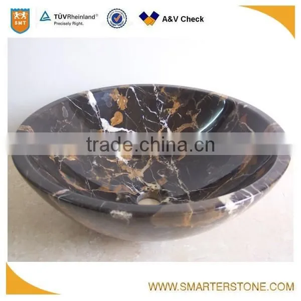 Nero marquina marble bowl sinks polished for bathroom
