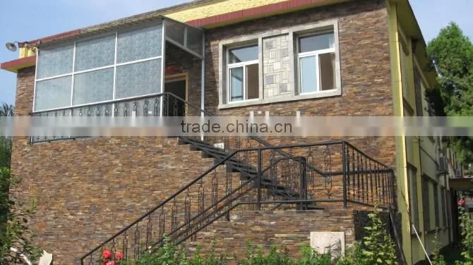 Mixed pink color natural slate stone square shaped