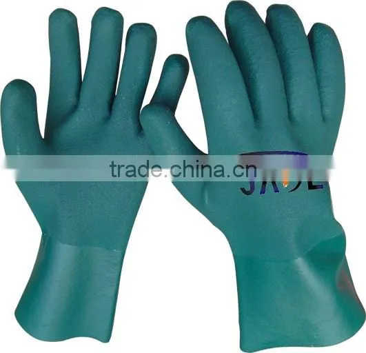 Blue PVC coated Oil resistant safety hand work gloves