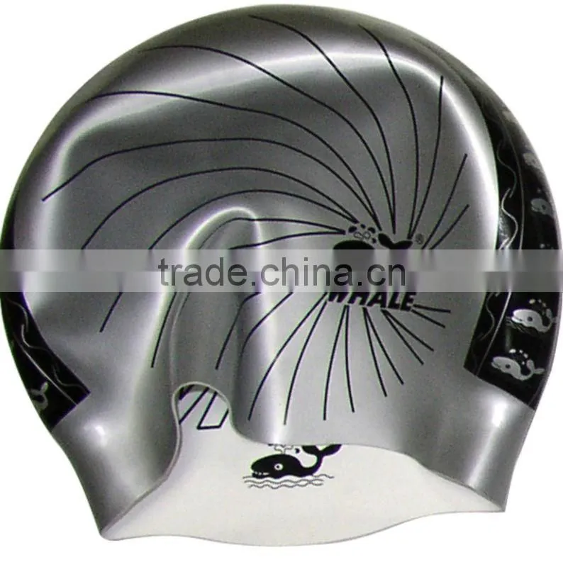 High quality waterproof custom logo printed silicone swimming cap and swim hat