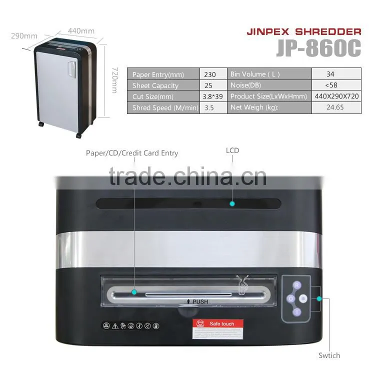 heavy duty paper shredder shred credit/CD/clip/staples 25 sheets