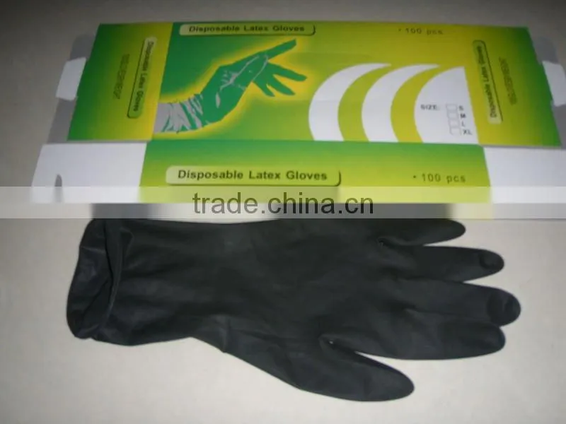 Black Latex Textured Tattoo Gloves--Powder Free