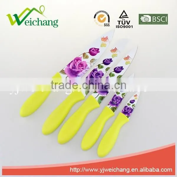 WCK001C 6 pcs set Kitchen Knives with scissors and holder stainless steel blade with PP handle Wholesale