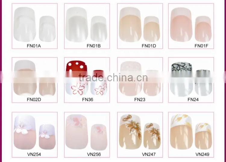 Red Color Classical French False Nail Tips