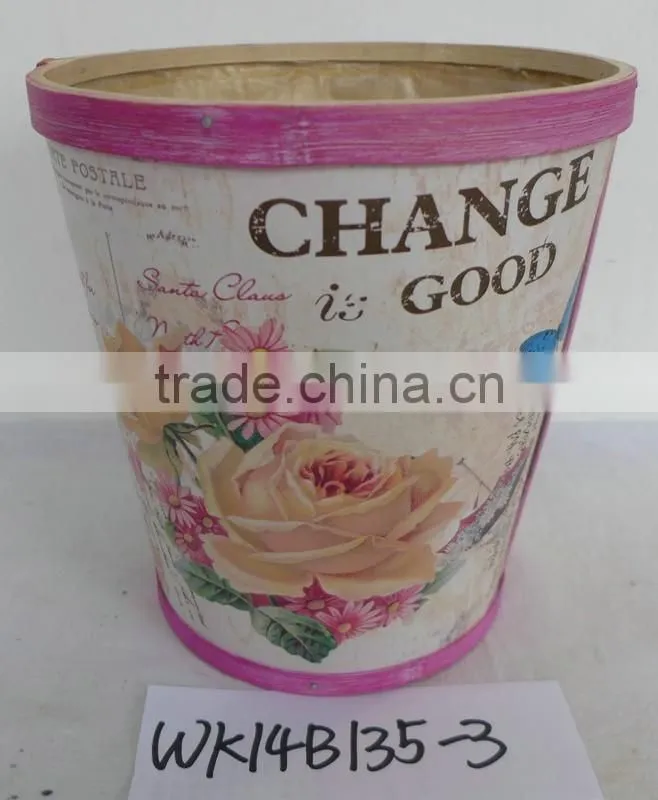 decal wooden flower pot wood pot with plastic liner garden decoration