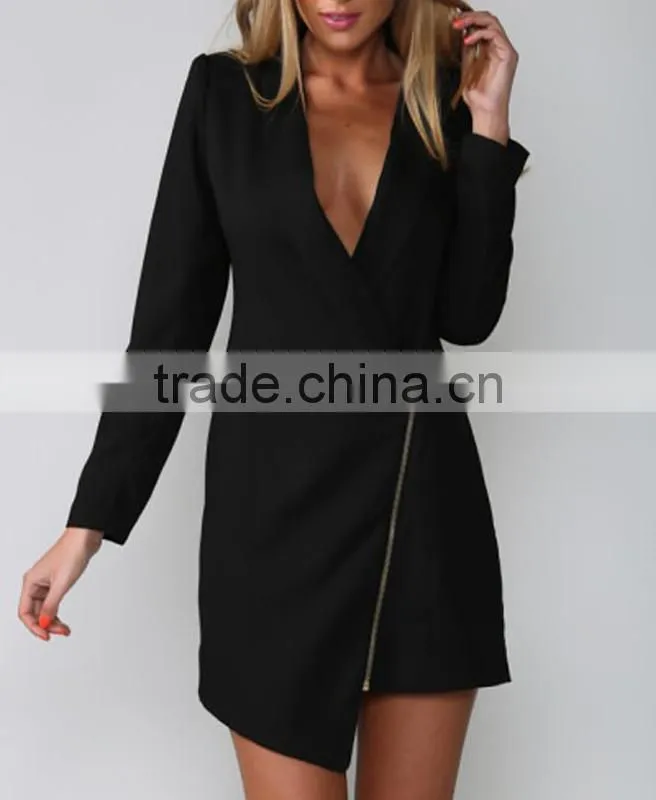 White /Black Fashion Womens Coat Sexy Ladies Zipper Irregular Blazer Jacket Suit