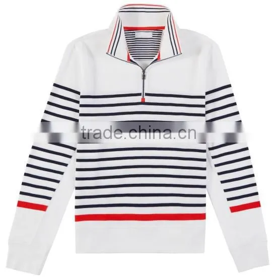 Cheap OEM service dry fit striped quarter zip pullover long sleeve polo shirt