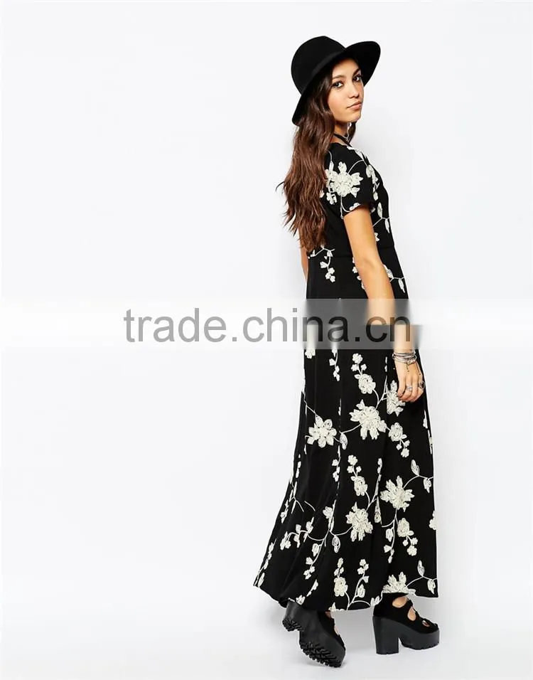 New products for 2015 middle aged women fashion long summer dress