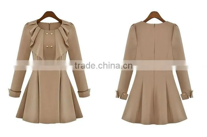 ET13004 Long Sleeves Ruffed Panel Skater Dress