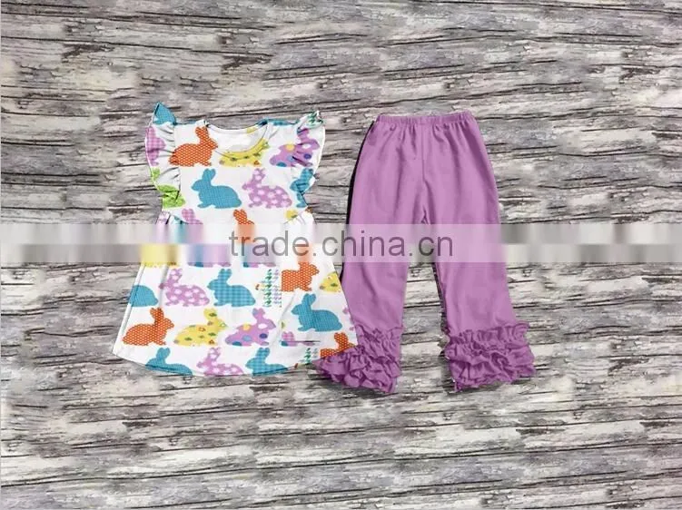 2016 spring wholesale children's boutique clothing for little girls Easter rabbit suits