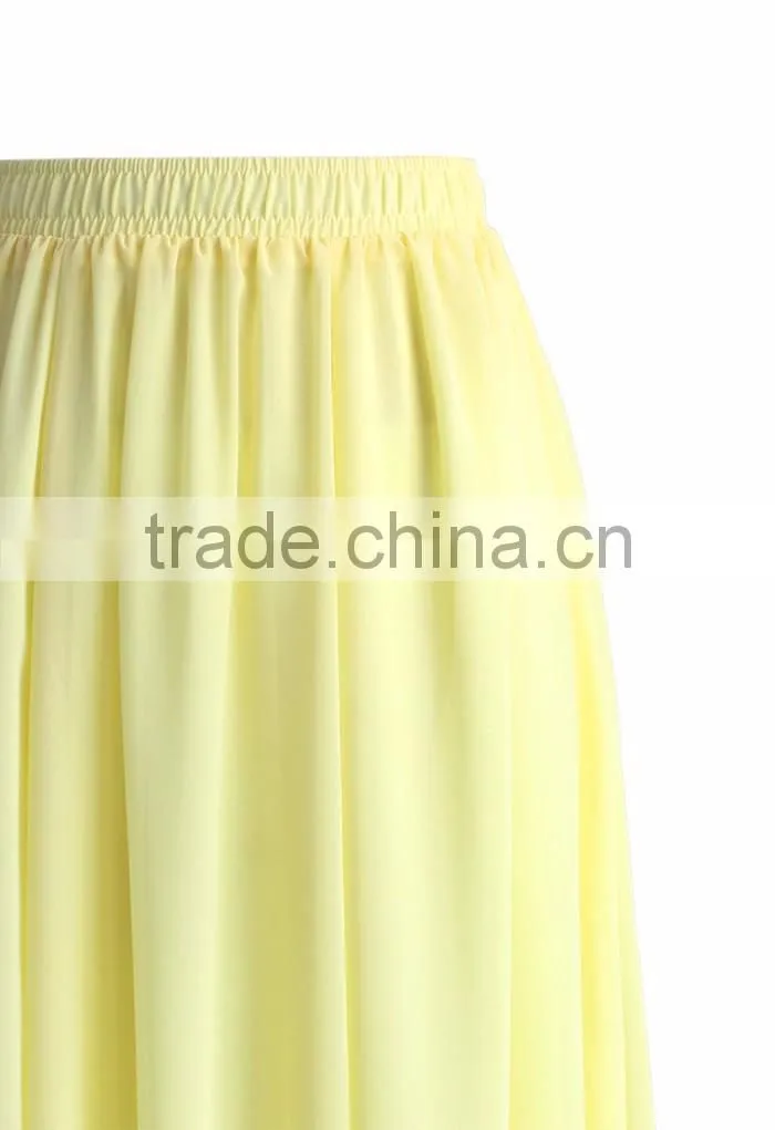 Women wholesale elastic wasitband long skirt fashion chiffon maxi skirt 2016